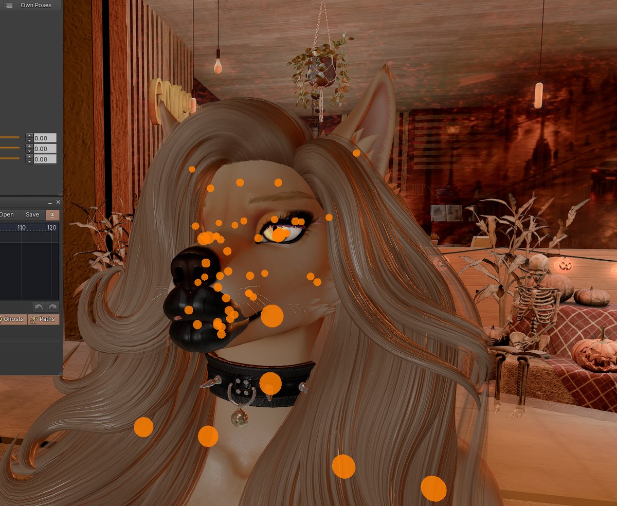Face joint dots on an avatar's head